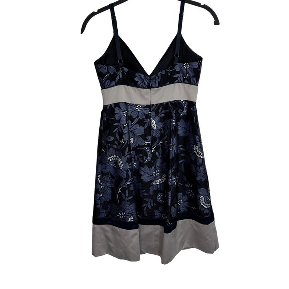 Vintage Y2K BCBG Paris‎ Black Baby Doll Mini Dress Blue Floral Empire Waist Prom - Picture 8 of 11